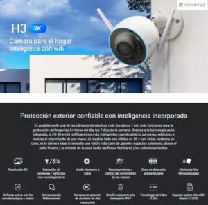 Cámara de seguridad y vigilancia 3MP para exterior H3 | BIGSHOP