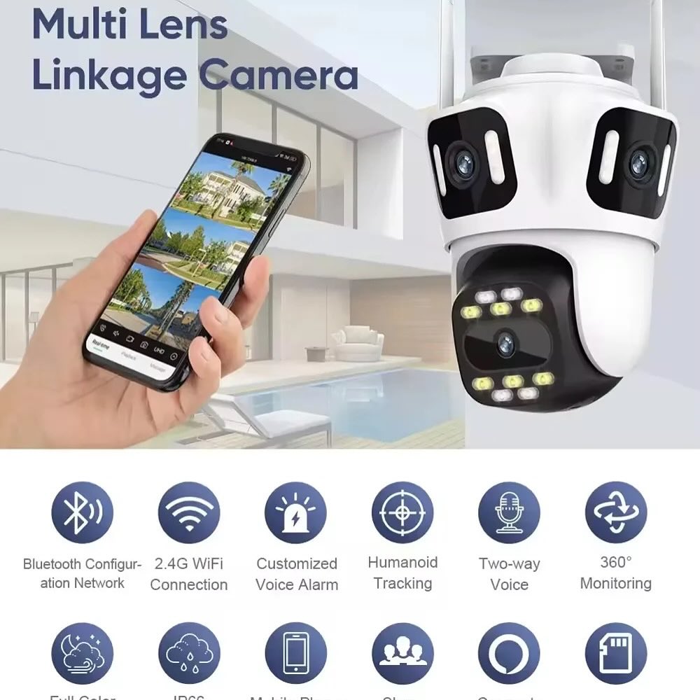 Cámara de Seguridad WiFi Triple Lente Exterior 2