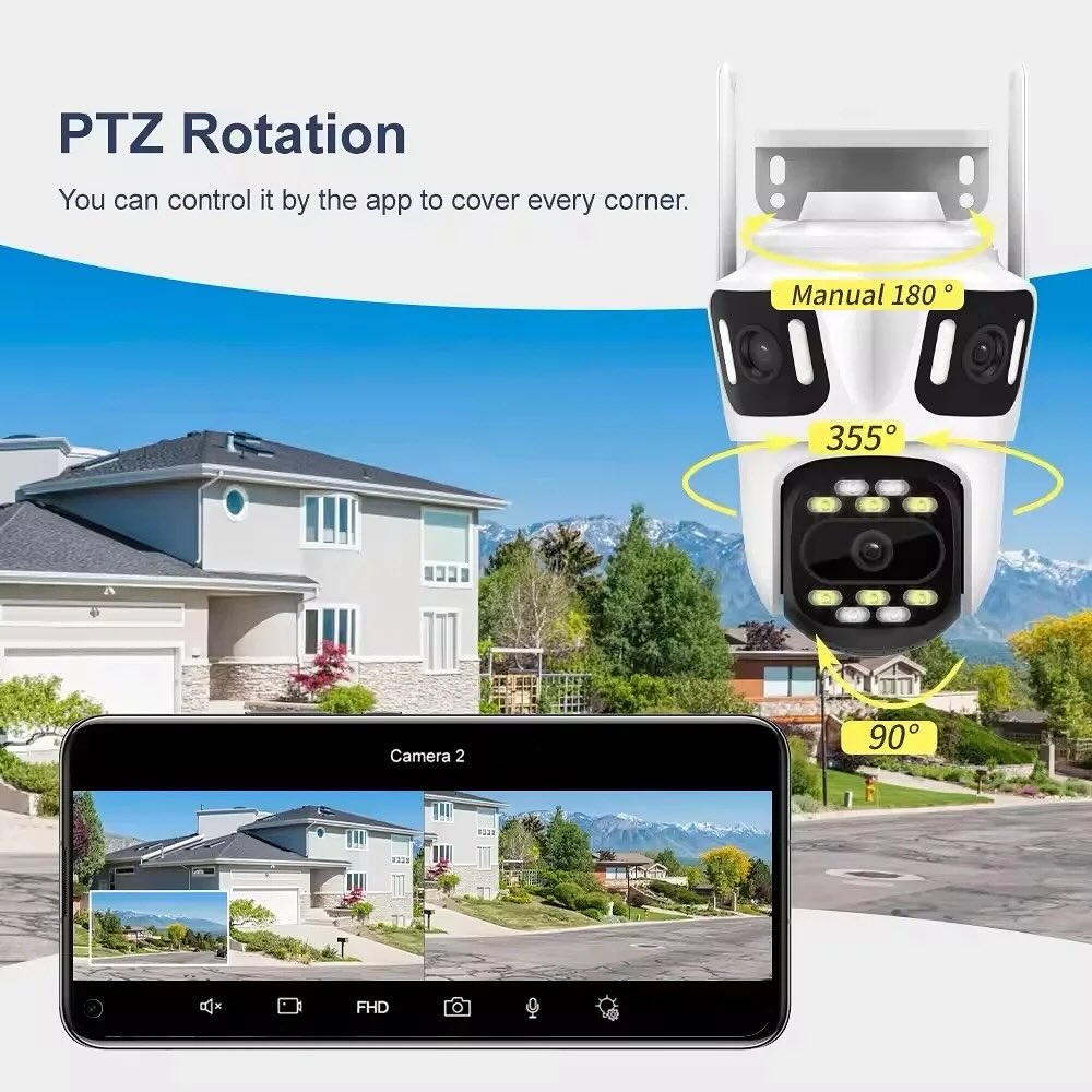 Cámara de Seguridad WiFi Triple Lente Exterior 4