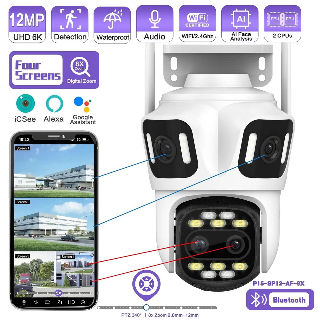 Cámara de Seguridad WiFi Triple Lente Exterior 6